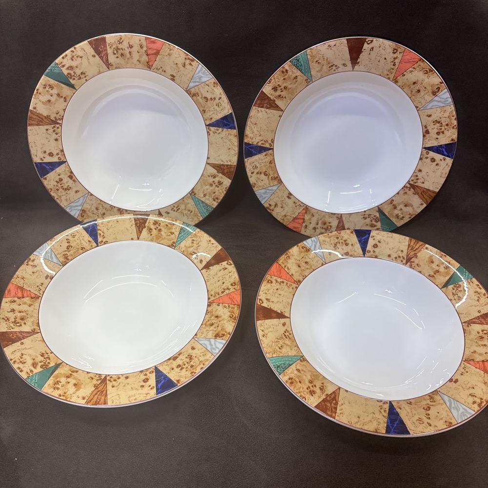 Christopher Stuart Optima Villa D' Este Large 4 Rim Soup Bowls 1995 - 2001